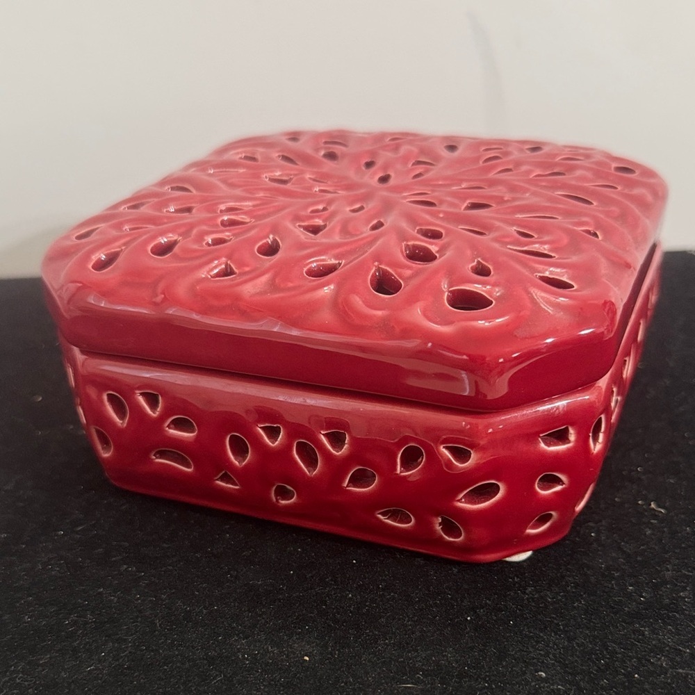 Vintage Red Ceramic Decorative Box